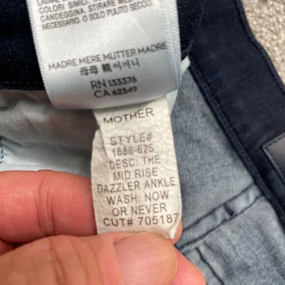 Mother Jeans Adult 29 Blue Dark Wash Dazzler Ankle Mid Rise Stretch Ladies - Picture 7 of 16